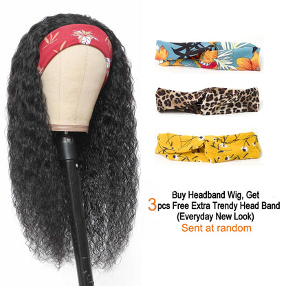 Cranberry Water Wave Human Hair Wig Glueless Wig Brazilian Virgin Hair Machine Made Headband Wig 180% Density - Cranberry Hair