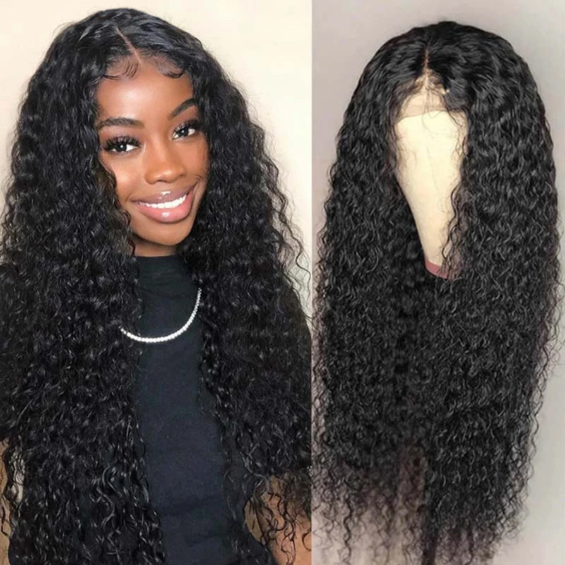 Cranberry  4x4Inch Lace Closure Human Hair Wigs Water Wave Remy Malaysian Hair Wigs Natural Color - Cranberry Hair