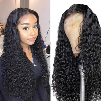 Cranberry  4x4Inch Lace Closure Human Hair Wigs Water Wave Remy Indian Hair Wigs Natural Color - Cranberry Hair
